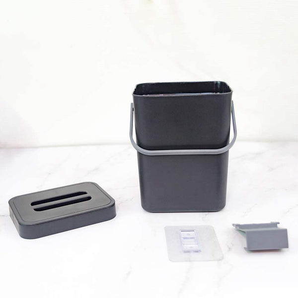 2pcs Wall Mounted Trash Can with Lid | Hanging Kitchen & Bathroom Waste Bin 3L