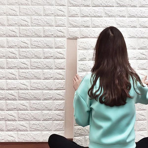 20PCS 3D Wallpaper Wall Panels Self Adhesive Brick Waterproof Stickers 70*77CM