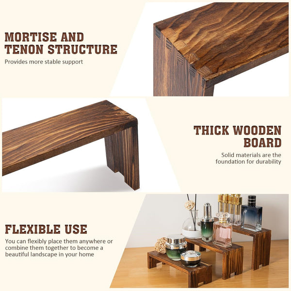 3 Tier Wooden Display Riser Cupcake Perfume Organizer Stand