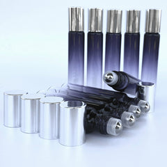 UP 200Pcs 10ml Thick Gradient Glass Roll On Bottles Steel Roller Essential Oil A