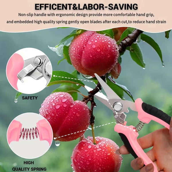 3pcs Stainless Steel Pruning Shears | Heavy-Duty Garden Scissors Set Ergonomic