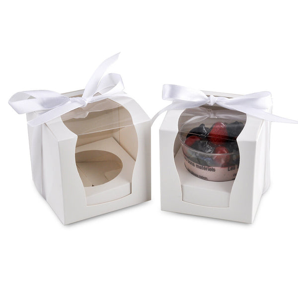 24PCS Single Cupcake Boxes with Window and Handle Cupcake Gift Packaging Boxes