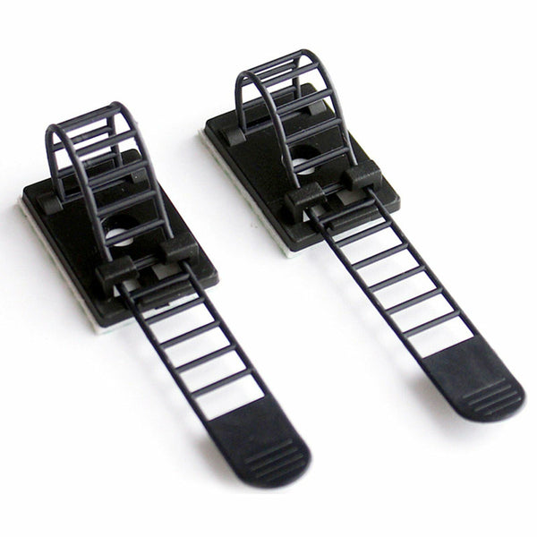 20X Adjustable Cable Clips Straps Adhesive Cord Management Wire Organizer Black