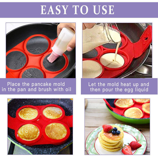 Non Stick Omelette Mold Mould Silicone Pancake Maker Pan Cooking Egg Flip Ring