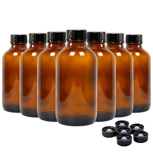 120ml Amber Glass Bottles – Boston Round Storage Bottles with Screw Caps