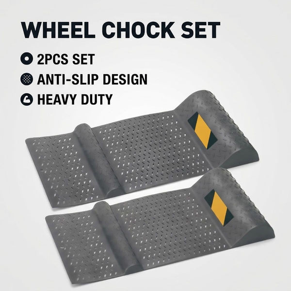 Wheel Chock Set 2 Pack Heavy Duty Anti Slip Vehicle Safety Rubber Car Truck New