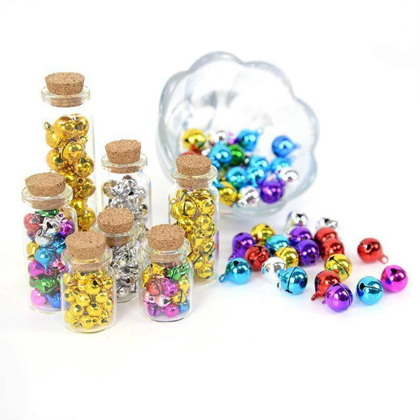 50PCS jingle bells aluminium beads 8mm christmas decoration mixed colours charms