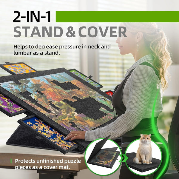 1000pcs jigsaw Puzzle Board Portable Felt Puzzle Plateau 6 Drawers Puzzle Table