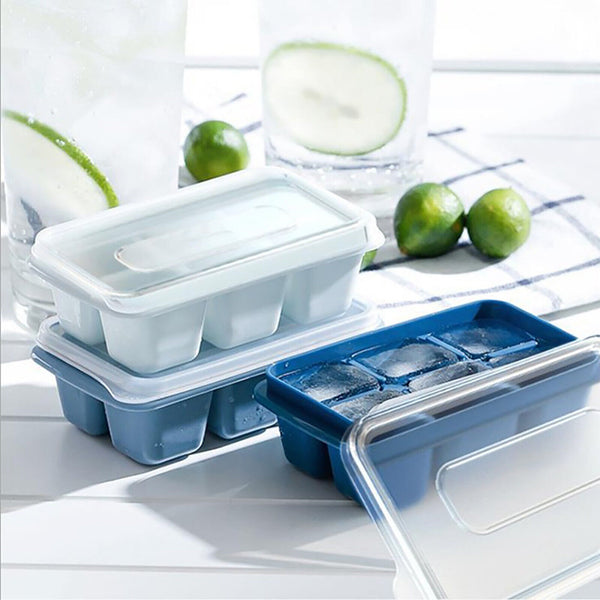3/6X Large Ice Cube Tray Mold With Lid Home Kitchen Ice Maker Plastic Mould Tool