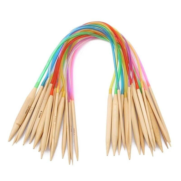 18PCS 80CM Tube Carbonized Circular Bamboo Knitting Needles Set Yarn Tools NEW