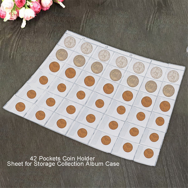 10x 42 Pocket Coin Holder Sheet Storage Page Collection Album Folder Book Sleeve