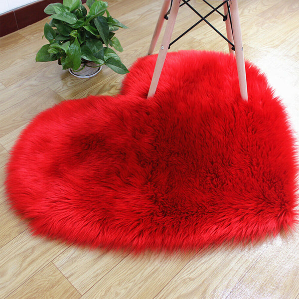 Lovely Bedroom Area Anti-Skid Carpet Rugs Fluffy Heart Floor Mat Rug Shaggy