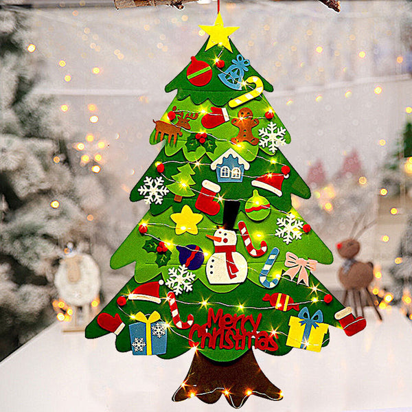 Felt Christmas Tree Set DIY with Removable Ornaments Xmas Hand Craft Decorations