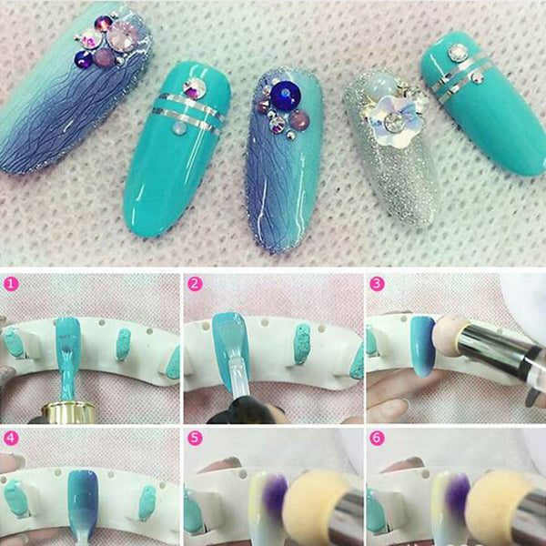 1 Set Nail Art Sponge Stamping Brush Dual-head Colour Transfer Pen Gradient Paint AU