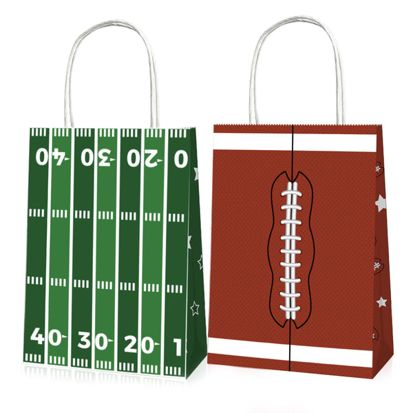 24X Rugby Themed Kraft Paper Tote Bags Durable 150g Kraft Paper for Sports Fans