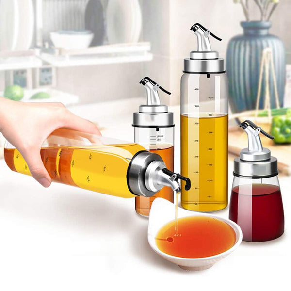 2pcs 300/+450ml Olive Oil Vinegar Dispenser Pourer Glass Bottle Kitchen Tools