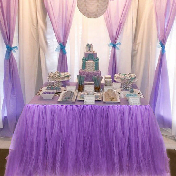Light Purple Tulle TUTU Table Skirt Cover Birthday Wedding Party Baby Shower Dec