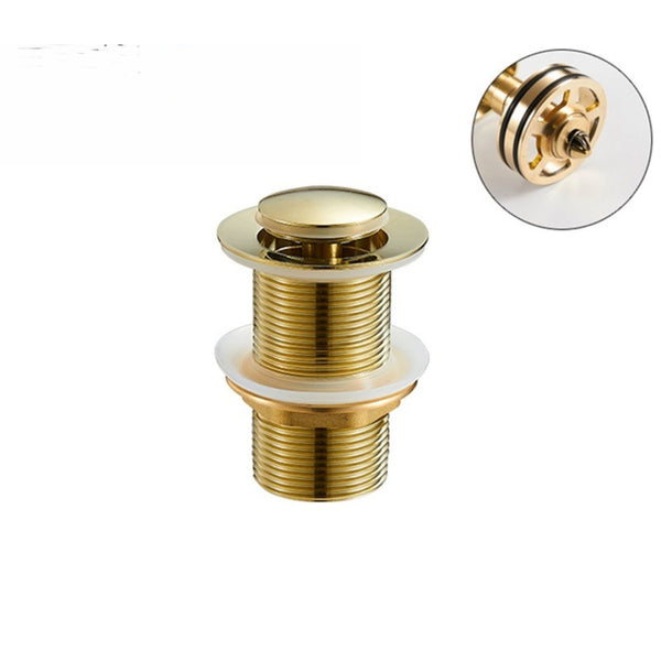 Brushed Gold Basin Sink Pop Up Waste Drain 38mm Brass Push Button Plug