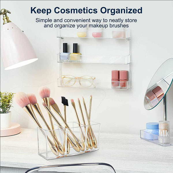 2pcs Clear Acrylic Makeup Brush Holder | Dustproof Cosmetic Organizer Storage Case