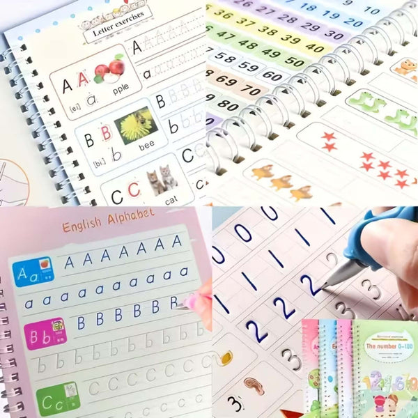 Kids Magic Handwriting Copybook Set Reusable English Calligraphy Practice Book