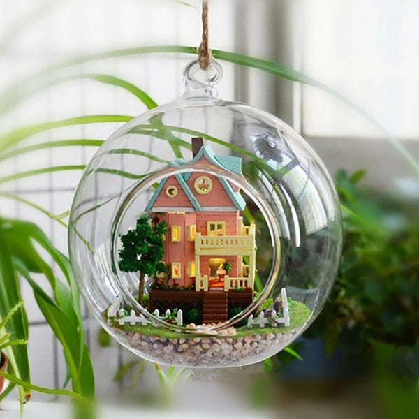 2Pcs Hanging Glass Ball Vase Flower Planter Pot Terrarium Container Home Garden