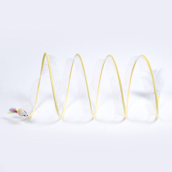 Folded Cat Tunnel Interactive Toy Spiral Tunnel Balls Mouse Feather Kitten Toys