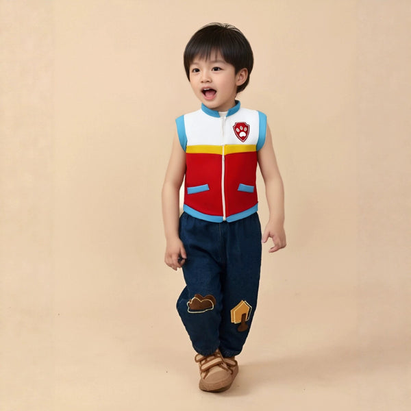 Child wearing Paw Patrol Ryder vest costume – kids Book Week outfit