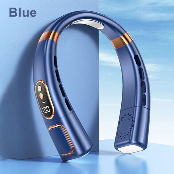 8000mAh Hanging Cooler with LED Lights Neck Fan Cooling Neckband Digital Display