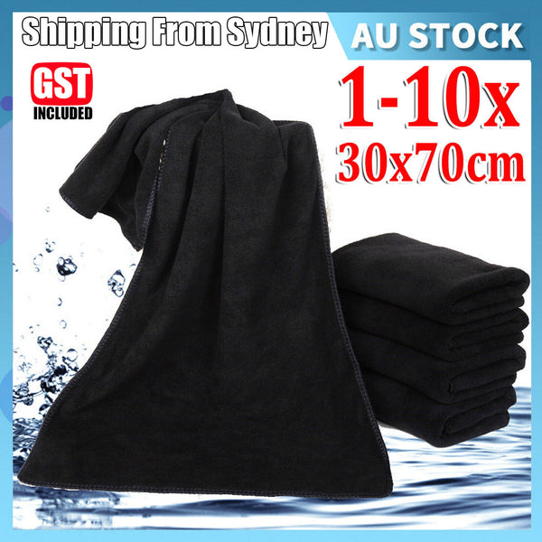 Microfiber Towel GYM Sport Footy Travel Camping Swimming Drying Microfibre Black
