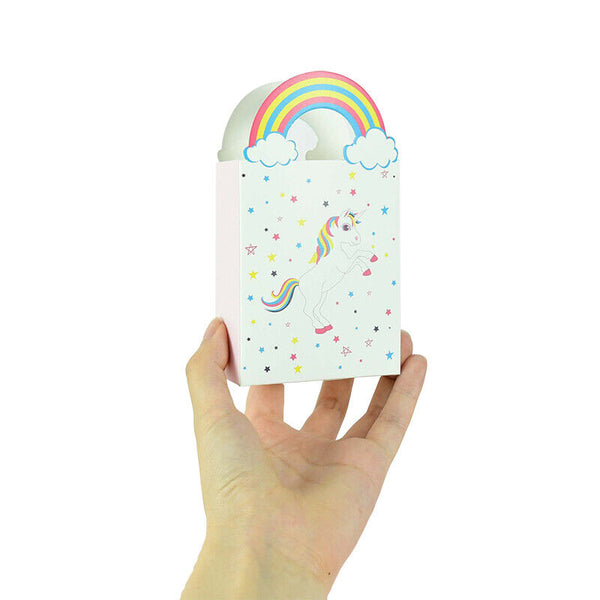 10/50 Paper Unicorn Bag Treat Gift Loot Bag Candy Box Kids Birthday Party Favour