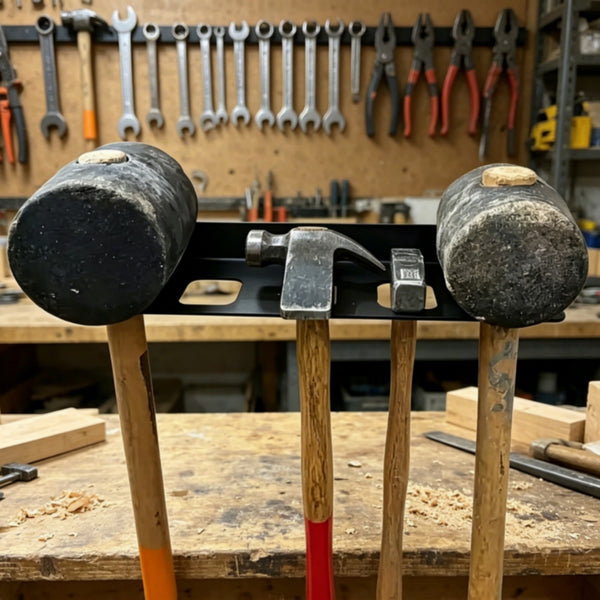 Wall Mount Hammer Rack Tool Organizer - Garage Storage Holder Set