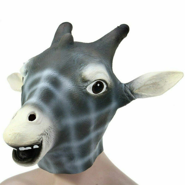 Latex Animal Giraffe Head Mask Costume Halloween Head Mask Costume Fancy Dress A