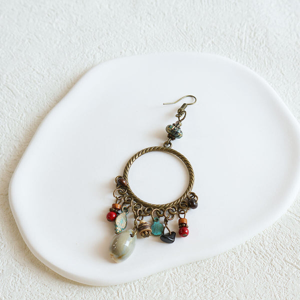 Bohemian Geometric Dreamcatcher Tassel Earrings Stylish Women's Fashion Jewelry