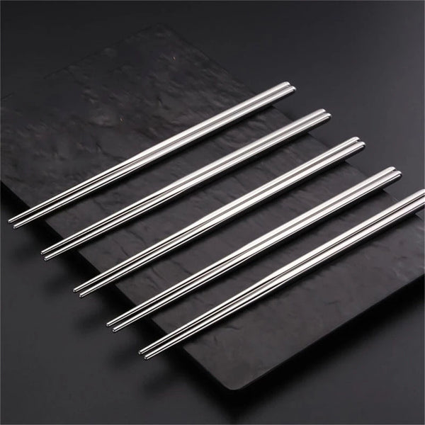 10 Pairs Stainless Steel Chopsticks Asian Japanese Metal Table Cutlery 22.5CM AU