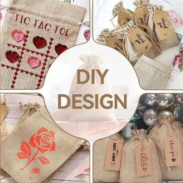 Natural Linen Burlap Drawstring Pouch Small Jute Sack Jewellery Gift Bag