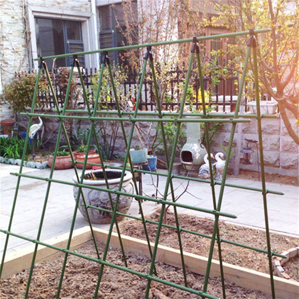 Metal Garden Trellis Climbing Frame Set for Raised Beds – Detachable A Frame Plant Support with Mesh and Clips