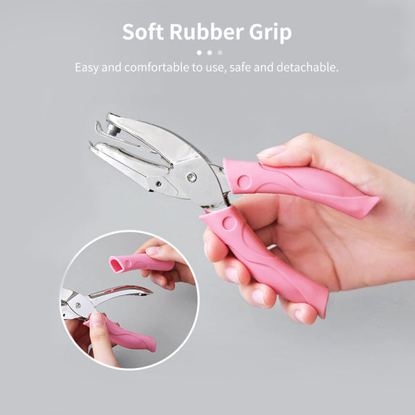 2PCS Paper Hand Hole Punch Cutter Manual Puncher Circle Heart Star Soft Grip AU