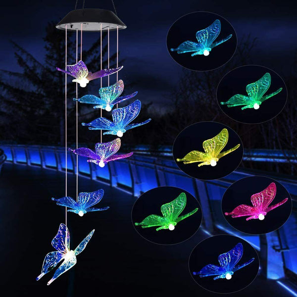 Colour Changing Wind Chimes LED Light Hanging Decor Outdoor Solar Powered Garden