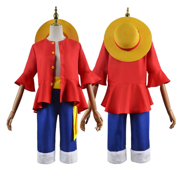 Luffy Costume Kids Boys – One Piece Monkey D Luffy Cosplay Set with Hat & Cape