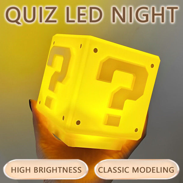 Super Mario Question Block LED Night Light with Sound USB Rechargeable Lamp