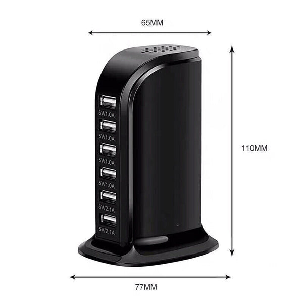 6Ports Charging Station USB Desktop Charger Rapid Tower Power Adapter Wall HUB