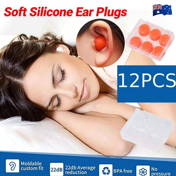 12PCS Soft Silicone Ear Plugs Comfortable Adjustable Sleep Anti Snore Moldable A