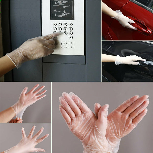 100PCS Clear Vinyl Disposable Gloves Powder Free Food Safe Protective Gloves
