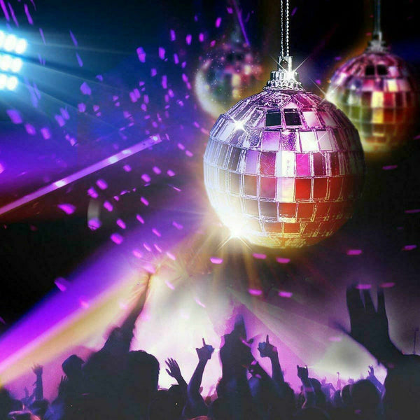 30cm Mirror Ball with Battery Operated Spin Rotating Motor Disco Party Stage Set