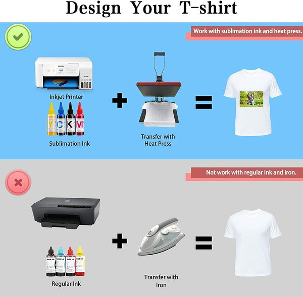 100x A4 T-shirt Heat Transfer Paper Inkjet Printer Print For Non-cotton T-shirt