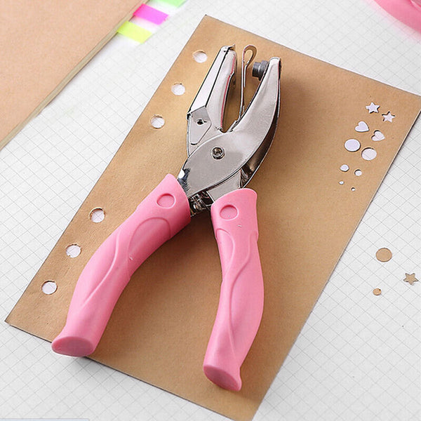2PCS Paper Hand Hole Punch Cutter Manual Puncher Circle Heart Star Soft Grip AU