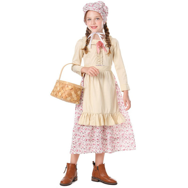 Girl wearing grandma costume dress with basket - Lets Party