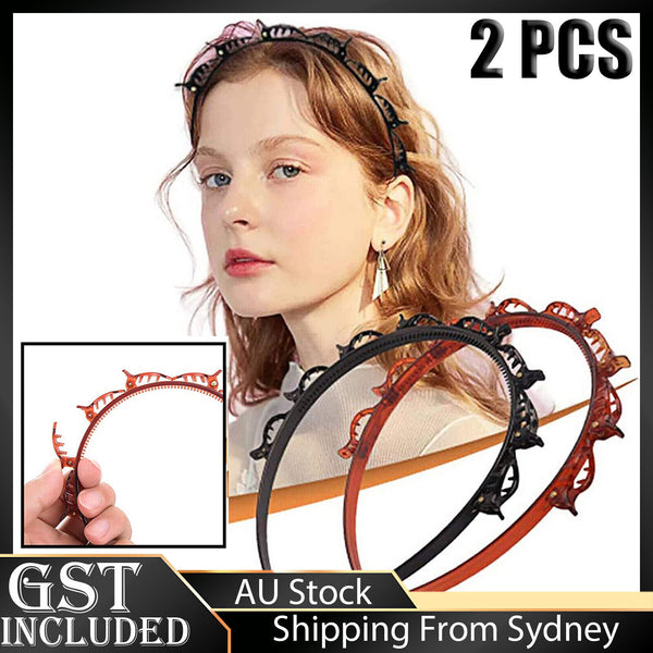 2 Pcs Double Bangs Hairstyle Hairpin Headband Braided Women Headband Hair Tool