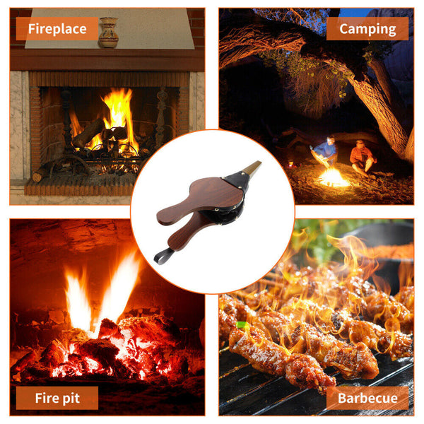 Fireplace Bellows Wooden Air Blower Cast Nozzle Hand Bellow Pump Fire Tool S/M/L