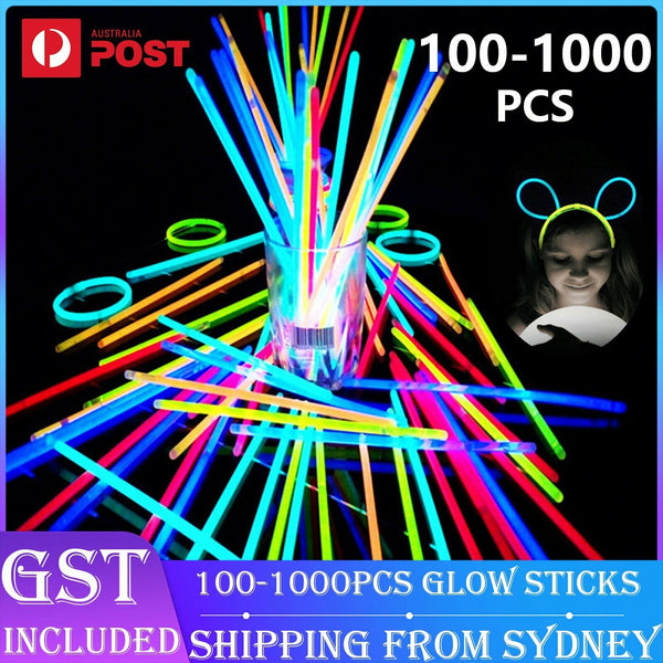 100-1000 Mixed Colour Glow Sticks Bracelets Party Glow In the Dark Glowsticks AU
